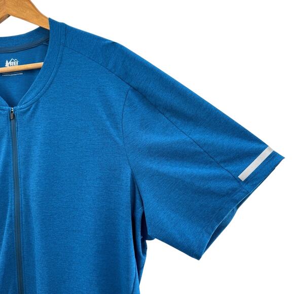 NWT REI Men’s Junction Full Zip Cycling Jersey Crystal Blue Heather Size XXL - Picture 5 of 11
